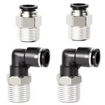 Tailonz Pneumatic Elbow And Straight 3/8"od X 1/2"npt, Black Silver. Fixed Price $38.12.