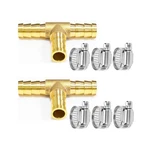 Da By 2 Pcs 3/8"(10mm) Brass Tee Barb Fittings For 3/8" Id Hose,6 Stainle.... Fixed Price $12.86.