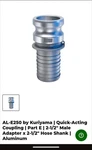 Lot Of 6 Kuriyama Al-e250 Aluminum Quick Coupling Hose Barb For 2.5" Id. Fixed Price $59.99.