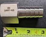 304 Stainless 3/4npt -o20 20mm Barbed End Fitting Female Hose Pipe Plumb. Fixed Price $12.95.