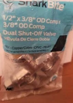 Sharkbite 1/2" X 3/8" Od Comp Dual Shut-off Valve 1642699 New. Fixed Price $24.99.