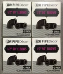 (lot Of 4 8 Fittings) Ldr Pipe Decor 1/2 90 Degree Elbows Industrial Steel Grey. Fixed Price $14.95.