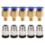 Alamscn 5pcs Pc4-m6 Pneumatic Fitting Push To Connect + 4mm, Silver, Gold. Fixed Price $10.52.