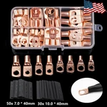 140pcs Battery Copper Ring Lugs Welding Terminals Wire Cable Crimp Connectors. Fixed Price $17.12.
