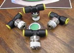 (4) Legris Tee Push-to-connect Threaded 6mm Fittings With M14 Threads. Fixed Price $20.00.