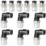 Tailonz Pneumatic Elbow And Straight 1/2"od X 3/8"npt, Black Silver. Fixed Price $35.99.