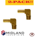 2-pack!! New! Midland Industries Barstock Brass Elbow 32041b 3/8"barbx1/4"mpt. Fixed Price $22.69.