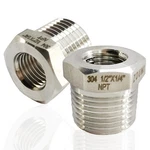 2 Pcs 304 Stainless Steel Reducer Hex Bushing, 1/2" - 1/4",2pcs, Ss. Fixed Price $13.35.