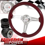 Red Wood Deep Dish Steering Wheel + Black Extender Adapter For 90-93 Accord. Fixed Price $73.99.