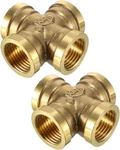 Uxcell Brass Cross Pipe Fitting 1/2 Pt Female Thread 4 Way Connector 2pcs. Fixed Price $9.99.