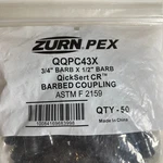 50-pack Zurn Pex Qqpc43x 3/4" X 1/2" Barb Quicksert Cr Barbed Polymer Couplings. Fixed Price $22.99.