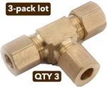 3-pack Lot Anderson Metals 1/4" In Tube Compression Brass Tee 750064-04. Fixed Price $16.93.