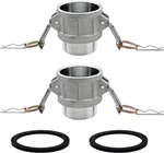 2 Pcs Type B Aluminum Global Cam And Groove Hose Fitting,2" Plug X2" Npt. Fixed Price $33.79.