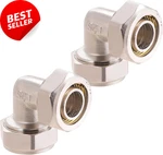 2pc 3/4" Elbow Air Piping Fittings,brass-nickel Plated,200psi For Garage System. Fixed Price $24.99.