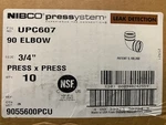 (10 Pack) Nibco Press 3/4" Copper 90 Elbow, X Press, 9055600pcu / Upc607. Fixed Price $45.99.
