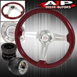 Adapter + Red Wood Deep Dish Steering Wheel Black Extender For 90-93 Accord. Fixed Price $70.99.