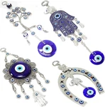 Set Of 4 Blue Evil Eye Keychain Key Ring Wall Hanging Amulets Hamsa Hand Un. Fixed Price $62.56.