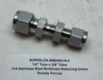 Superlok 1/4" Tube X 3/8" Stainless Steel Bulkhead Reducing Union. Fixed Price $14.00.