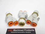 New Lot Of 3 Smc Kq2u11-37s Pneumatic Y Fittings, 1/2" Npt, 3/8" Tubing. Fixed Price $19.00.