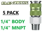 5 Legacy Flexzilla Pro High Flow Air Hose Quick Coupler's 1/4" Mnpt A53426fz. Fixed Price $24.99.