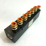 Pneumatic Outlet Manifold, Polyconn, Pcm30-375-06b, 8 Port, 6x 3/8", 2x 1/2" Npt. Fixed Price $22.99.
