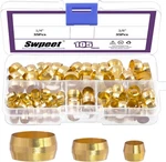 Swpeet 105 Pcs Tube Od 1/4'' 3/8'' 1/2'' Brass Compression Sleeves Ferrules, 3 S. Fixed Price $15.63.